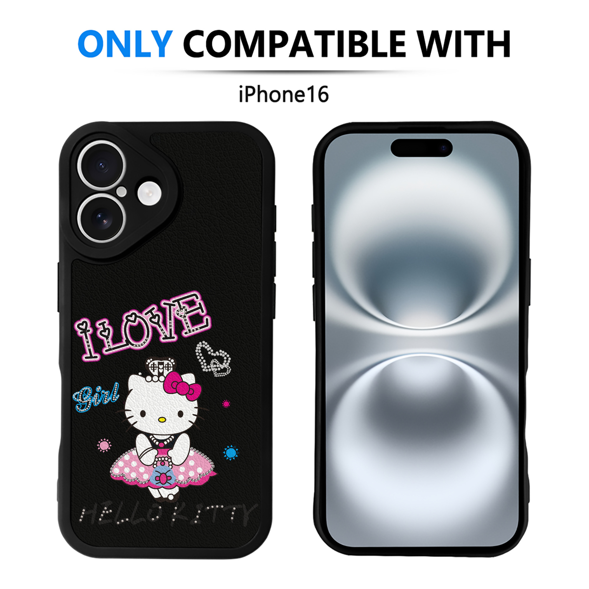 （画像用） Hello Kitty ハローキティ 【iPhone 16シリーズ対応】シリコンスマホケース（レザー調） 材質：シリコン